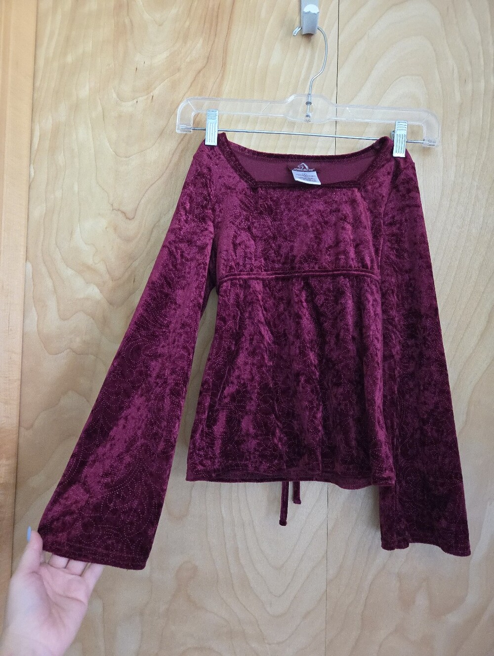Vintage 90s or Y2k Jordache Whimsygoth Velvrt Bell Sleeve Top